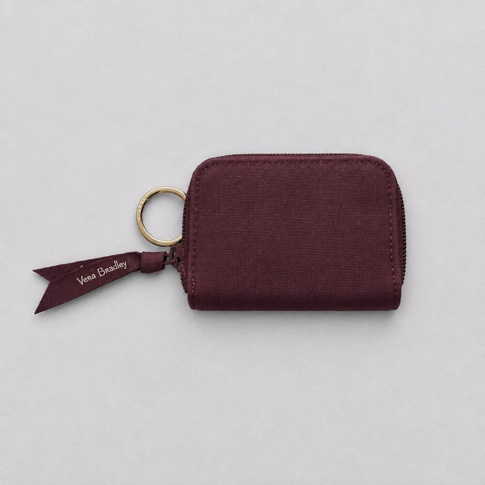 Vera Bradley Small Zip-Around Wallet Burgundy Fabric with Key Ring